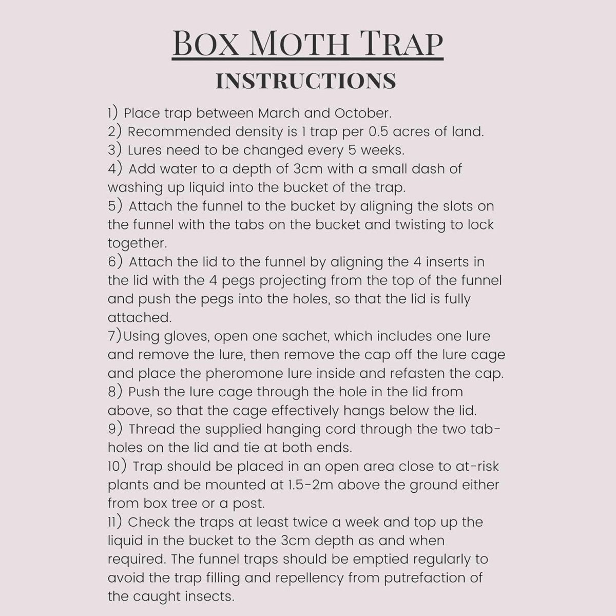 Box Moth Trap Refill - 4 Pheremone Lures - Seedzbox