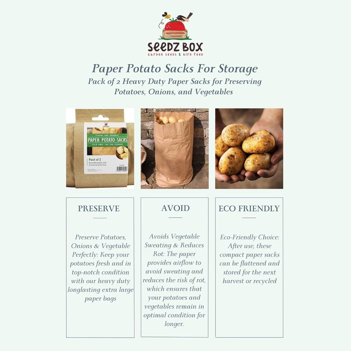 Paper Potato Sacks - Pack of 2 - Seedzbox