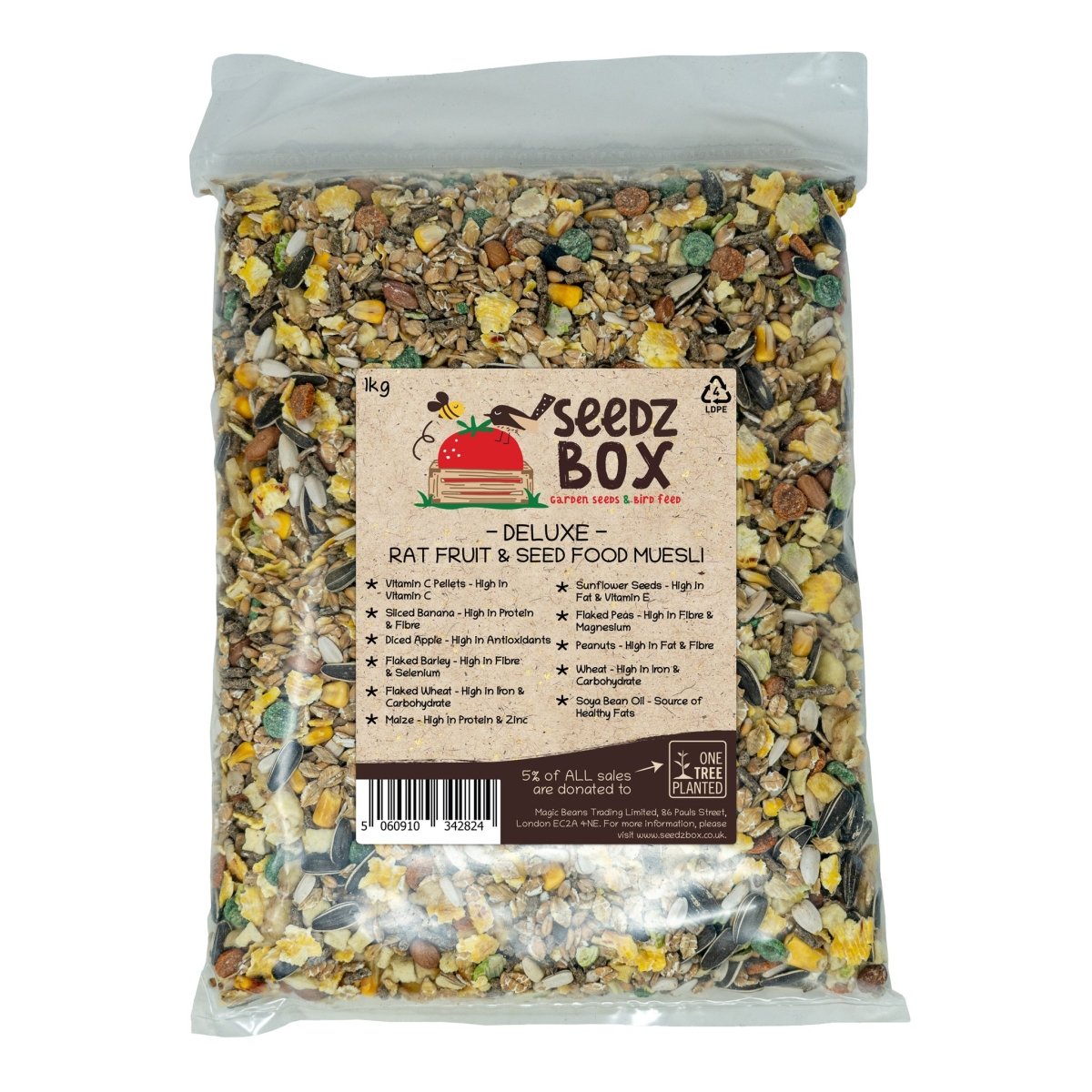 Rat & Mouse Food - Fruity Seed Nut Muesli Feed - 1kg - Seedzbox5060910342824