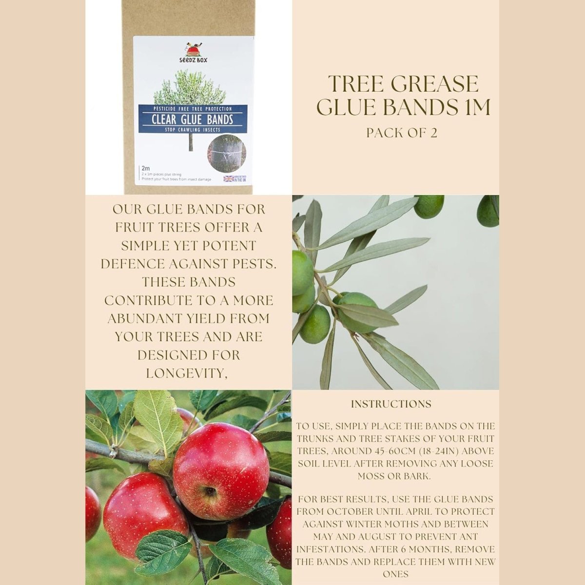 Tree Grease Glue Bands For Fruit Trees 1m - Pack of 2 - Seedzbox