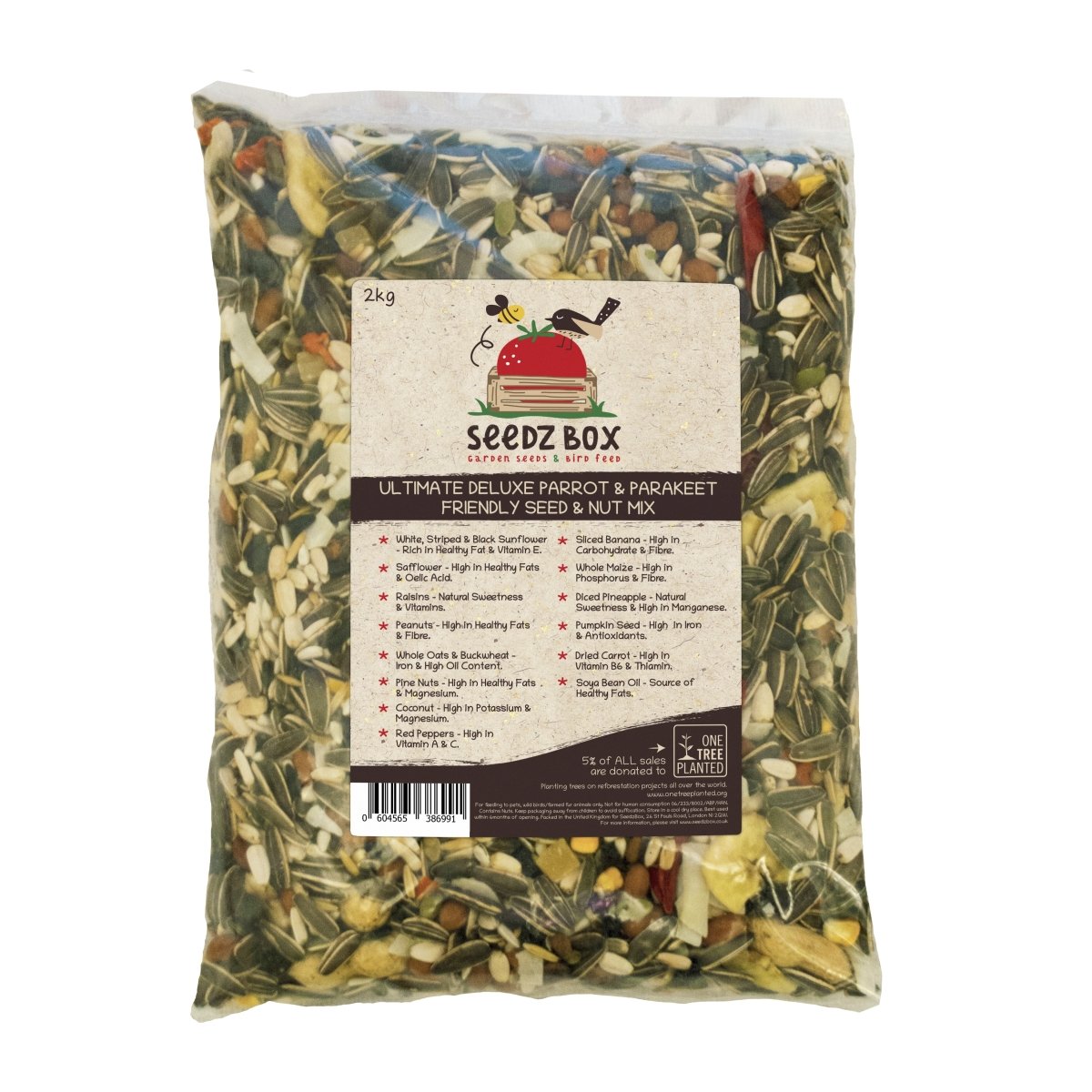Ultimate Deluxe Parrot Food Seed & Nut Feed Mix 2kg - Seedzbox0604565386991