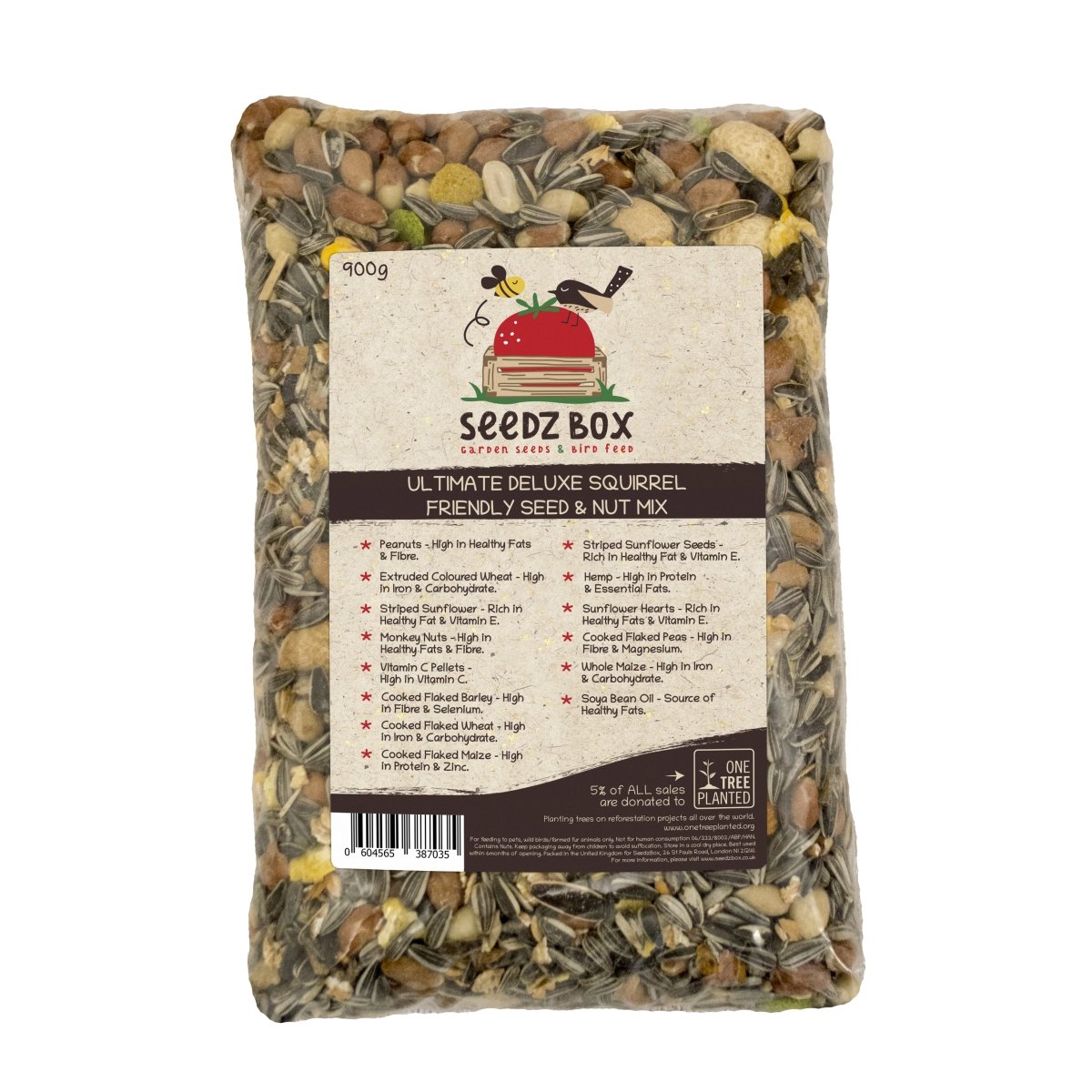 Ultimate Deluxe Squirrel Food Seed & Nut Feed Mix 900g - Seedzbox0604565387035