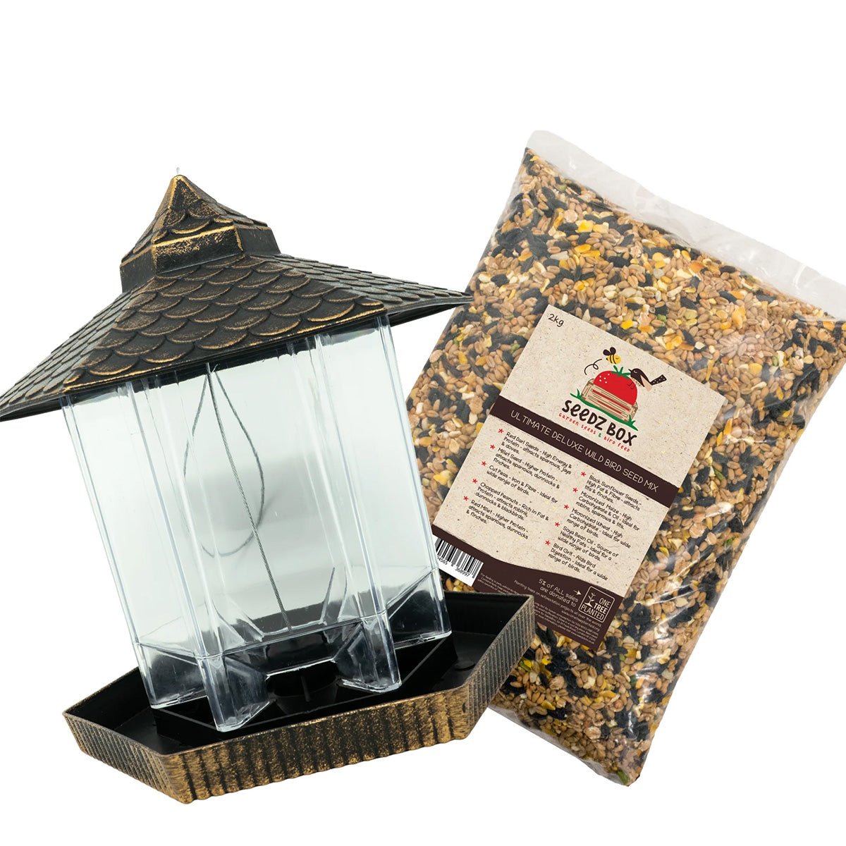 Bird Gazebo & seeds mix bundle (packed with mealworms & suet pellets) - Seedzbox10046700086109