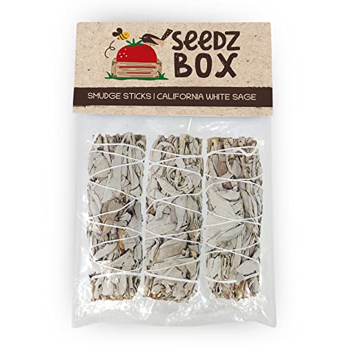 California White Sage Bundle of 3 x 4inch White Sage Smudge Sticks - Seedzbox5060910340646