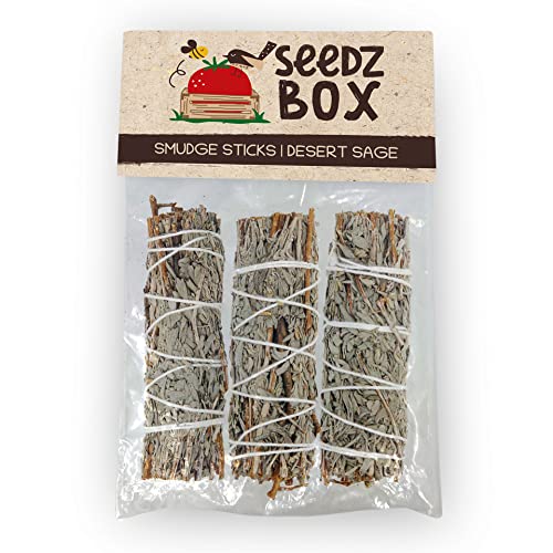 Seedzbox New Mexico Desert Sage Bundle of 3 x 4inch White Sage Smudge Sticks - Seedzbox5060910340653