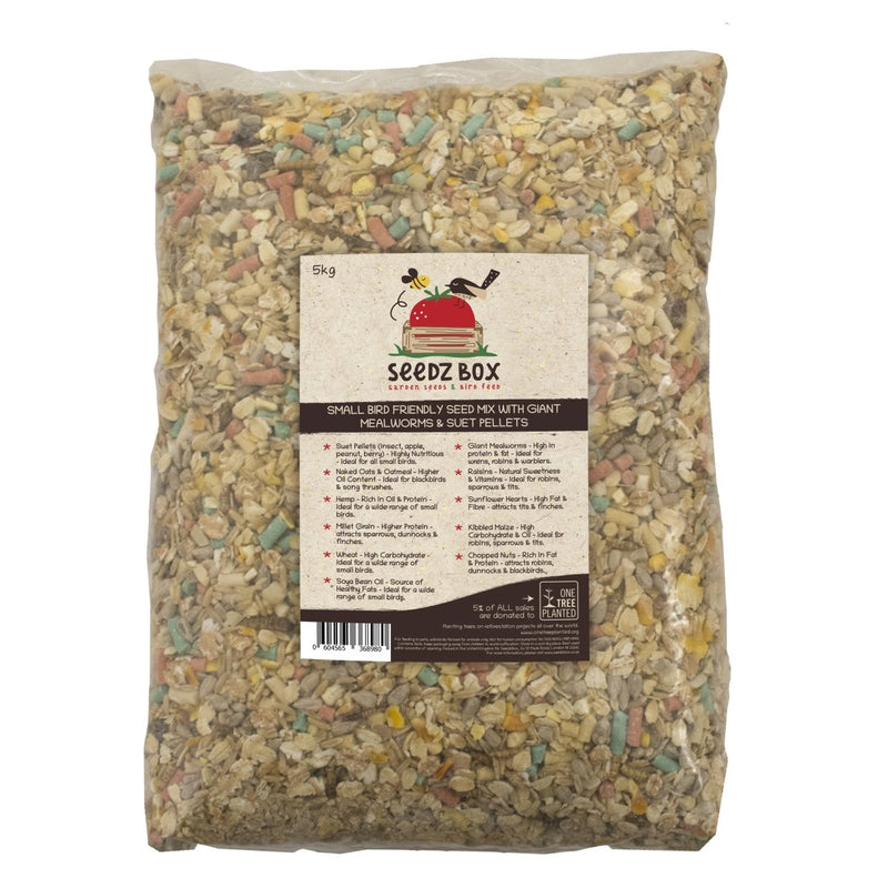 Ultimate Bird Food Seed Mix with Giant Mealworms & Suet Pellets, 2kg & 5kg - Seedzbox0604565368980