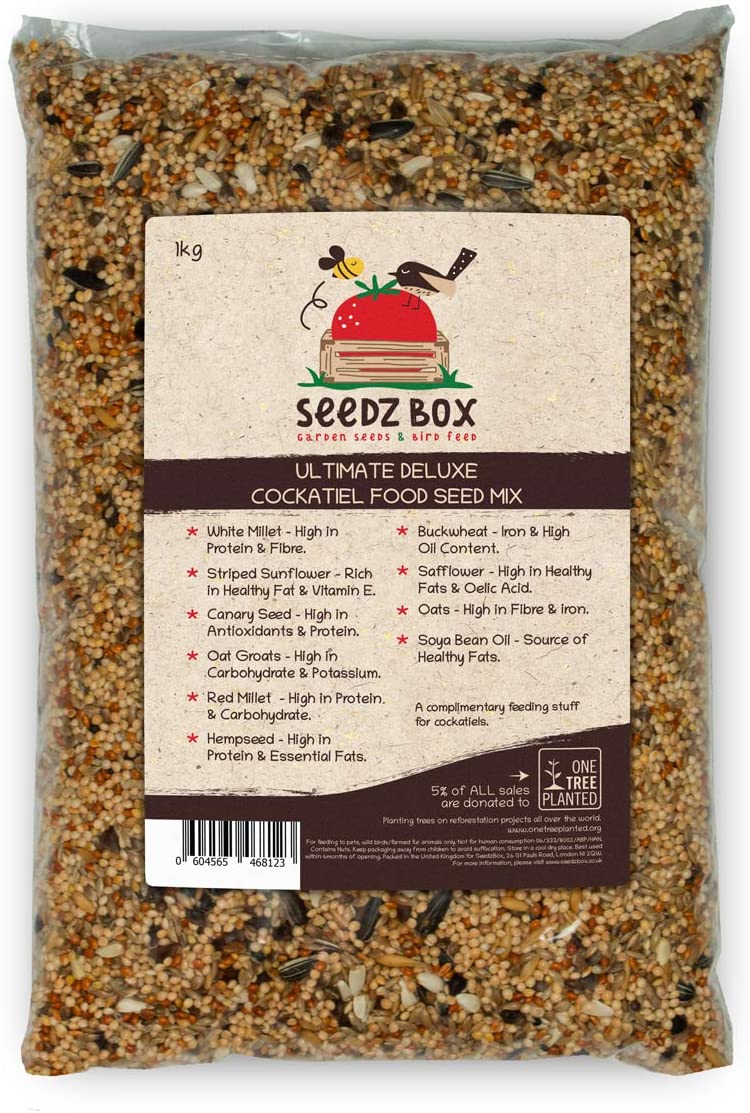 Ultimate Deluxe Cockatiel Bird Food Seed & Nut Mix, 1kg Bag - Seedzbox0604565468123